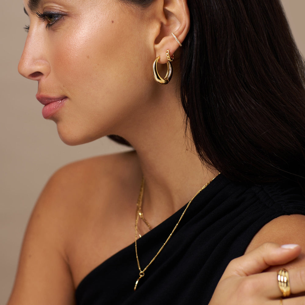 Hoop Earrings Large Tapered Hoop Earrings - Gold Orelia Jewellery
