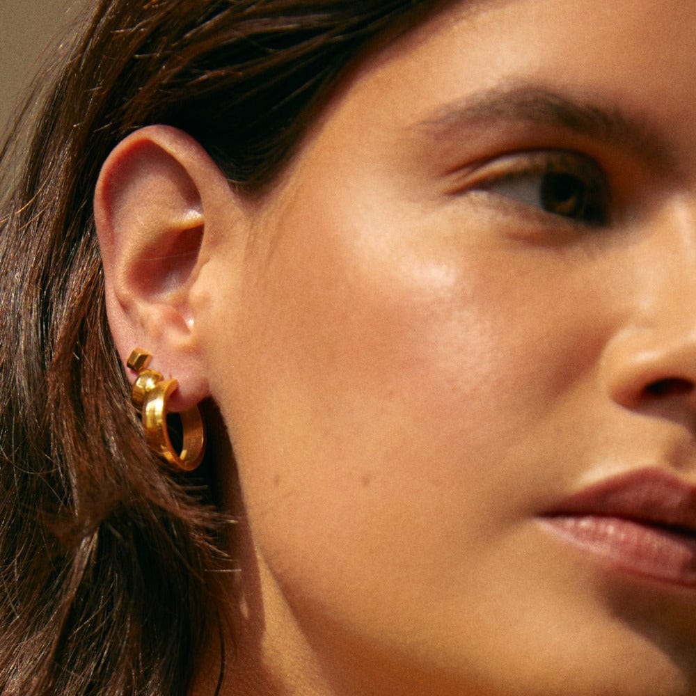 Hoop Earrings LUXE Bevelled Edge Mid-Sized Hoop Earrings - Gold Orelia Jewellery