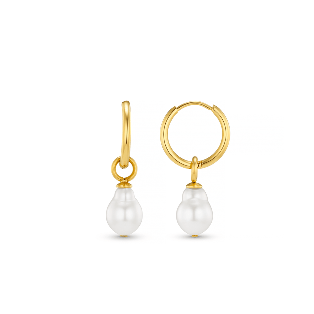 Hoop Earrings LUXE Pearl Drop Hoop Earrings Orelia Jewellery