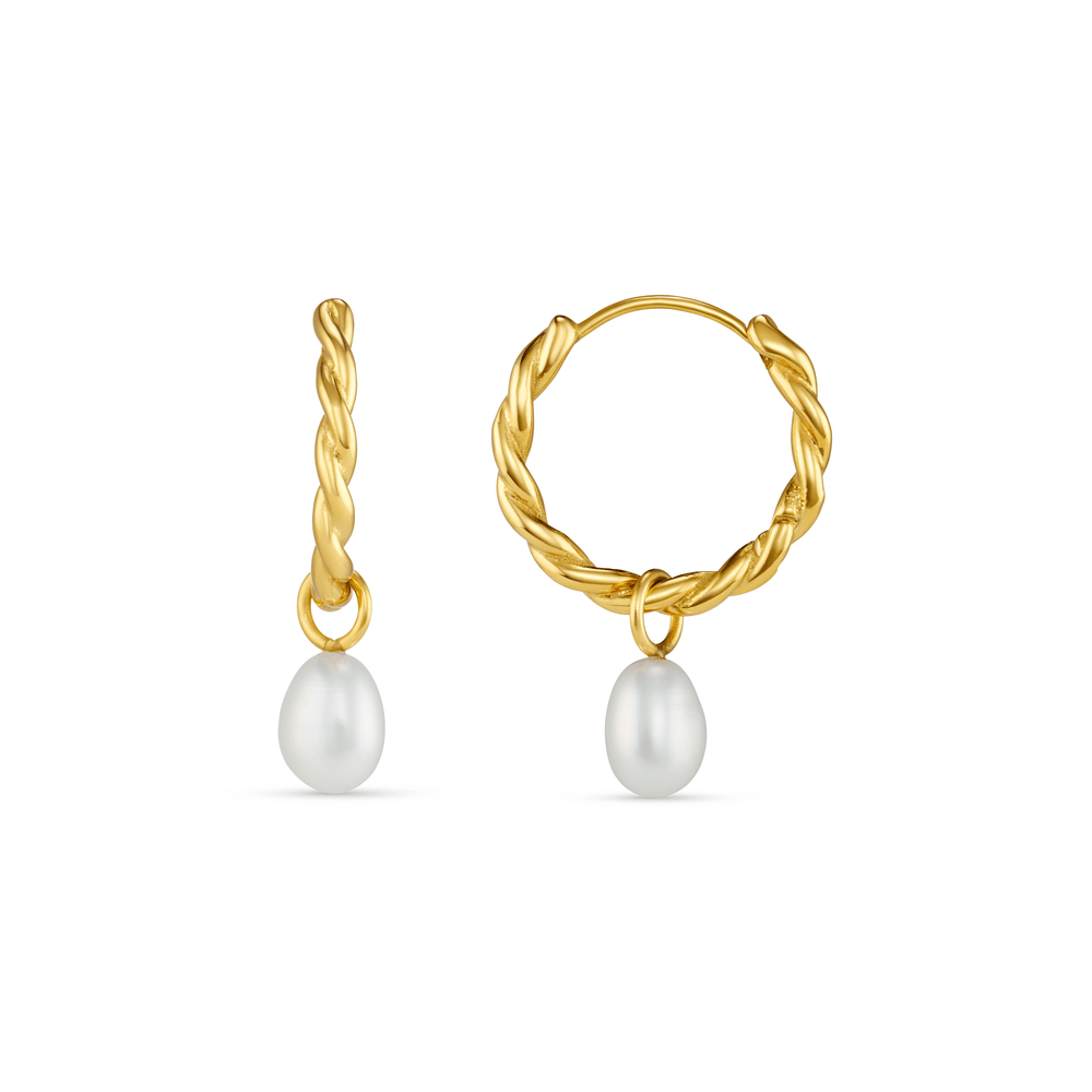 Hoop Earrings LUXE Rope Pearl Drop Hoop Earrings Orelia Jewellery