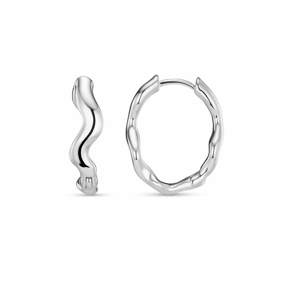 Hoop Earrings Organic Wave Oval Hoop Earrings - Silver Orelia Jewellery