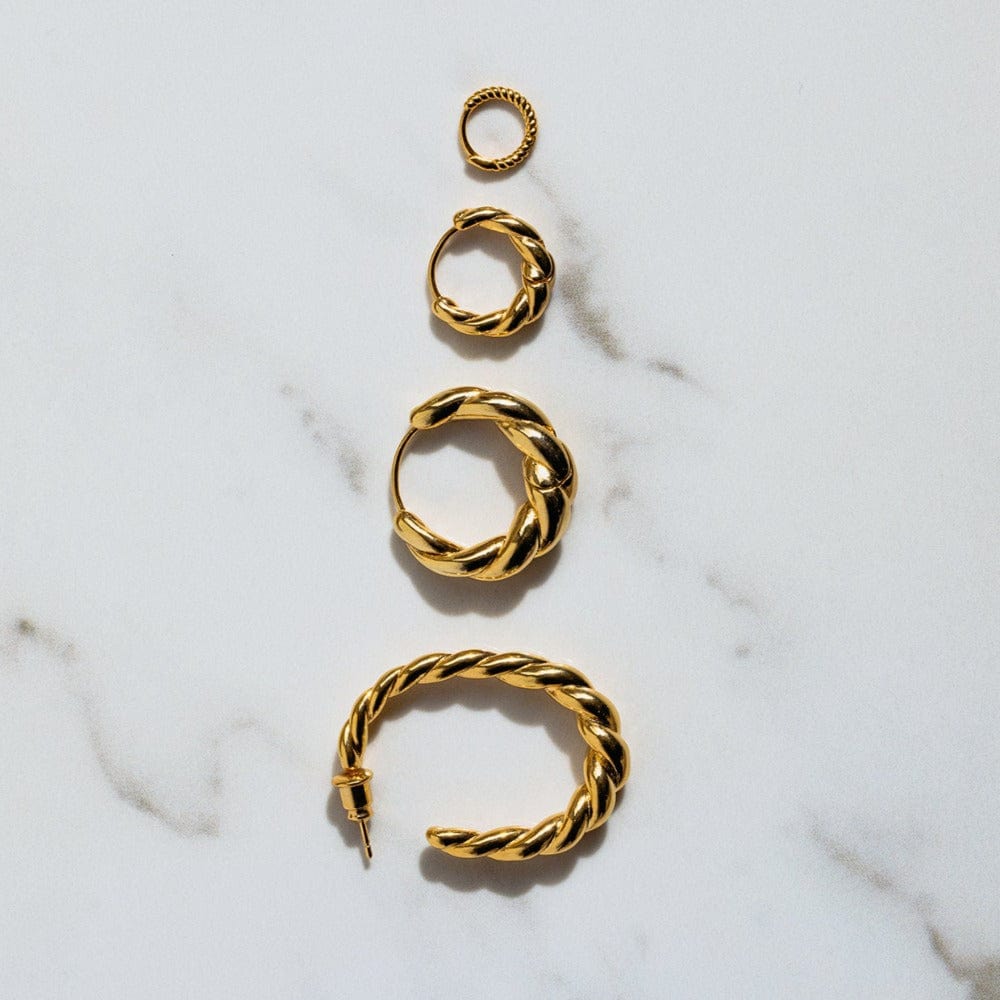 Hoop Earrings Rope Mini Micro Hoop Earrings - Gold Orelia Jewellery