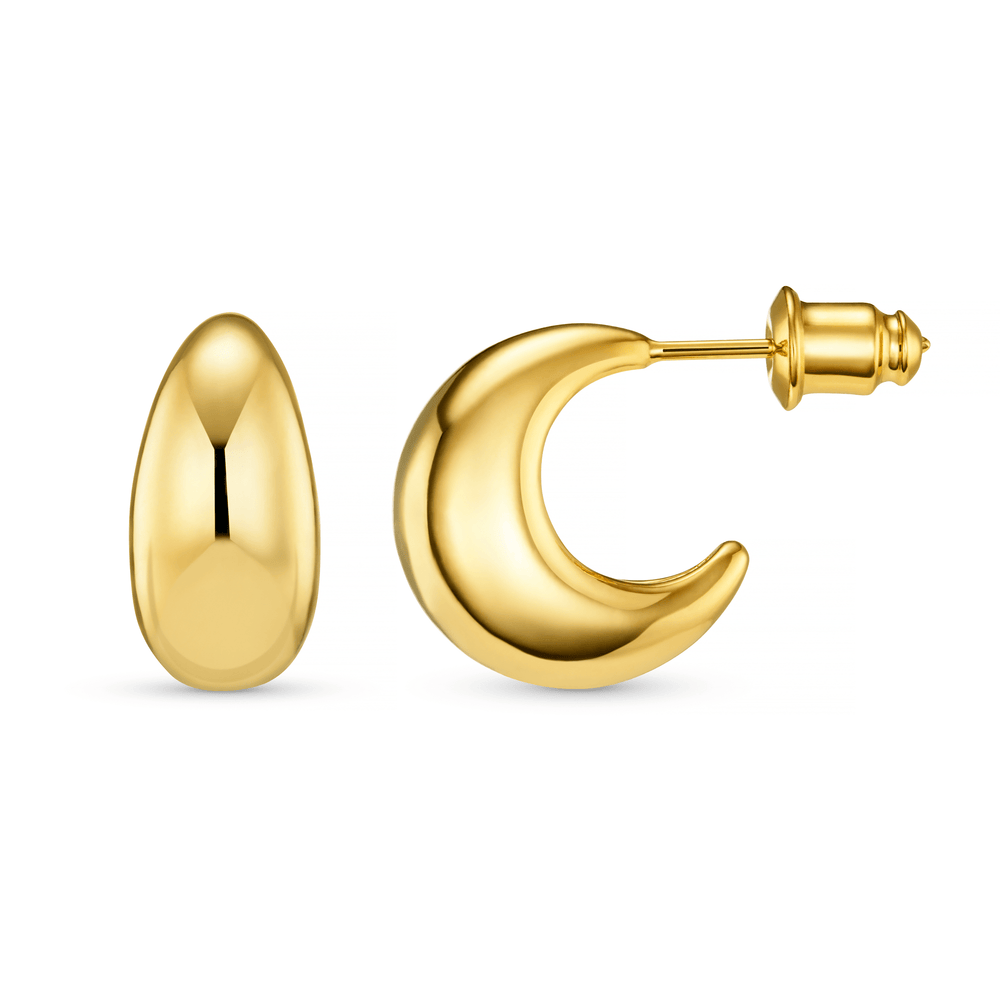 Hoop Earrings Tapered Domed Hoop Earrings - Gold Orelia Jewellery