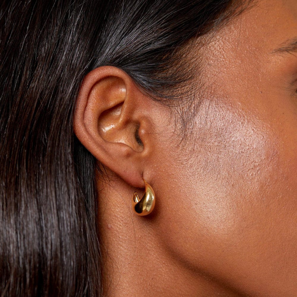 Hoop Earrings Tapered Domed Hoop Earrings - Gold Orelia Jewellery