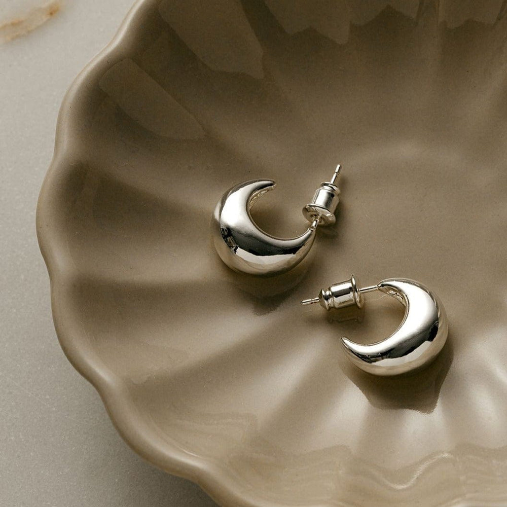 Hoop Earrings Tapered Domed Hoop Earrings - Silver Orelia Jewellery