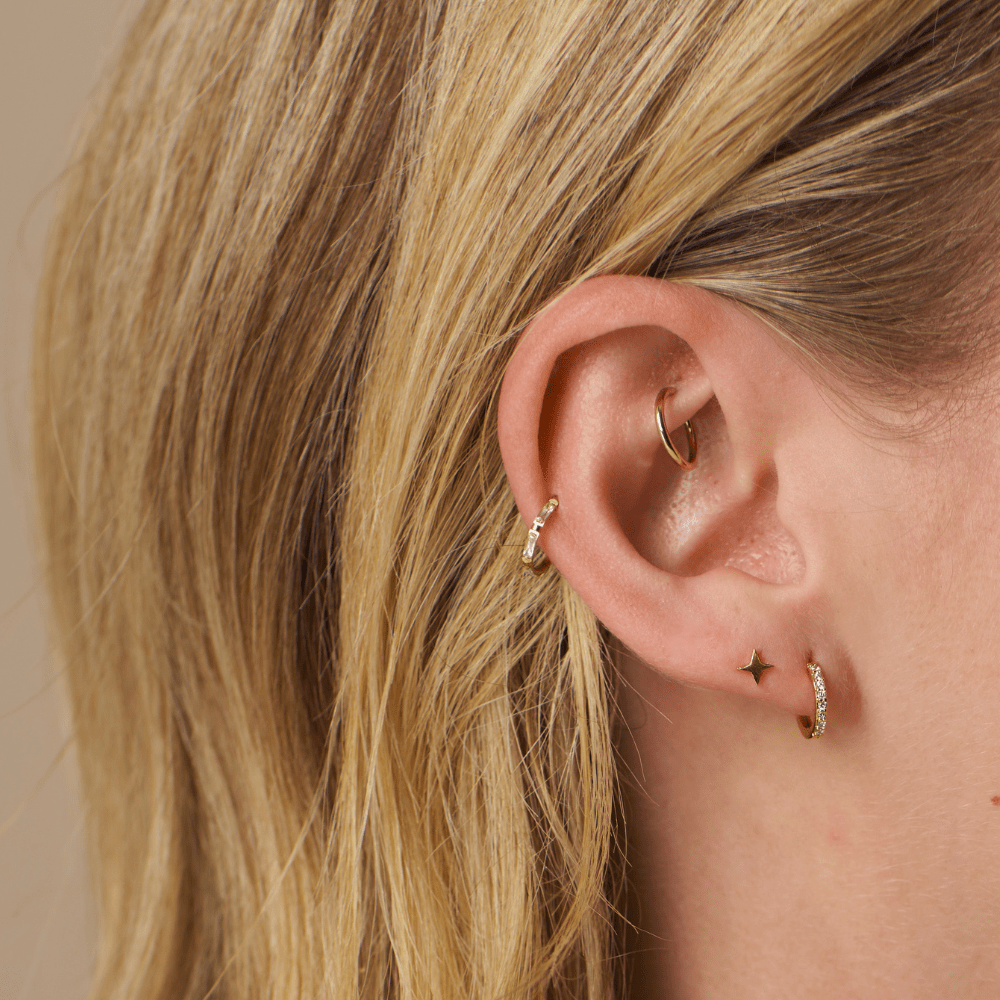 Hoop Piercing Fine Baguette Clicker Hoop Earring Orelia Jewellery