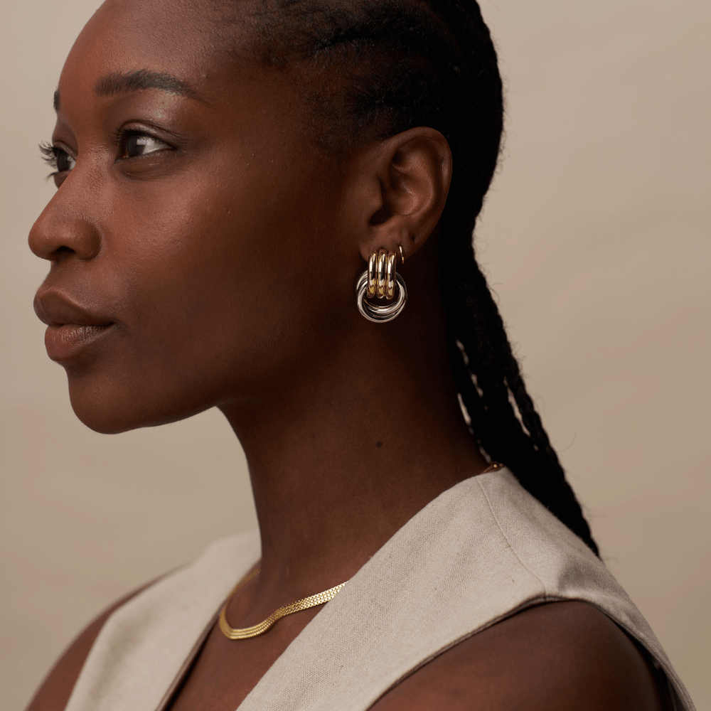 Hoops Mixed Plate Statement Interlocking Earrings Orelia Jewellery