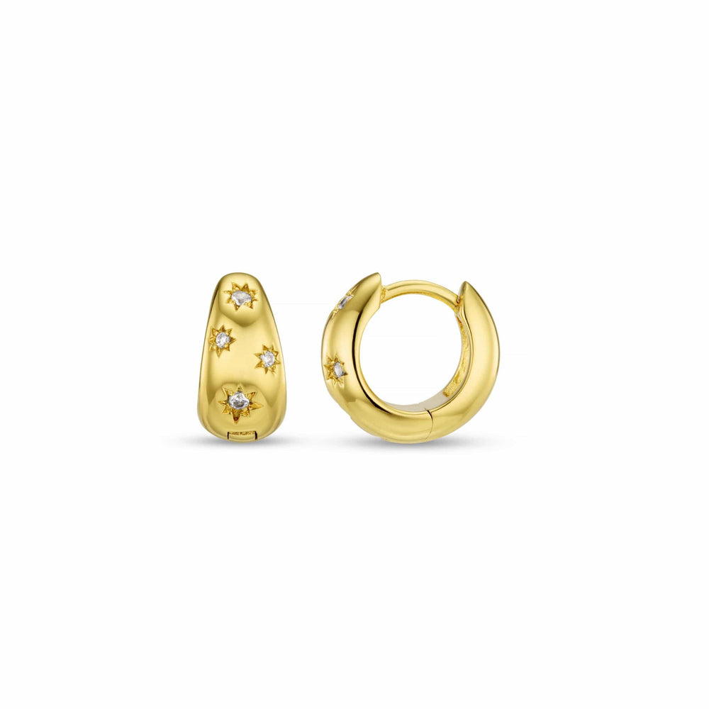 Huggie Hoop Default Tapered Crystal Starburst Huggie Hoop Earrings - Gold Orelia Jewellery