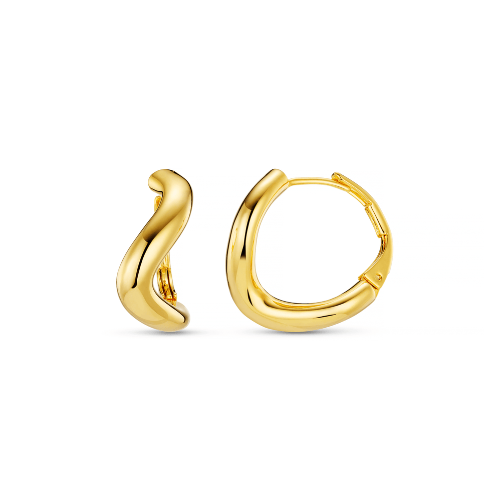 Huggie Hoop Earrings Round Wave Chunky Hoop Earrings - Gold Orelia Jewellery