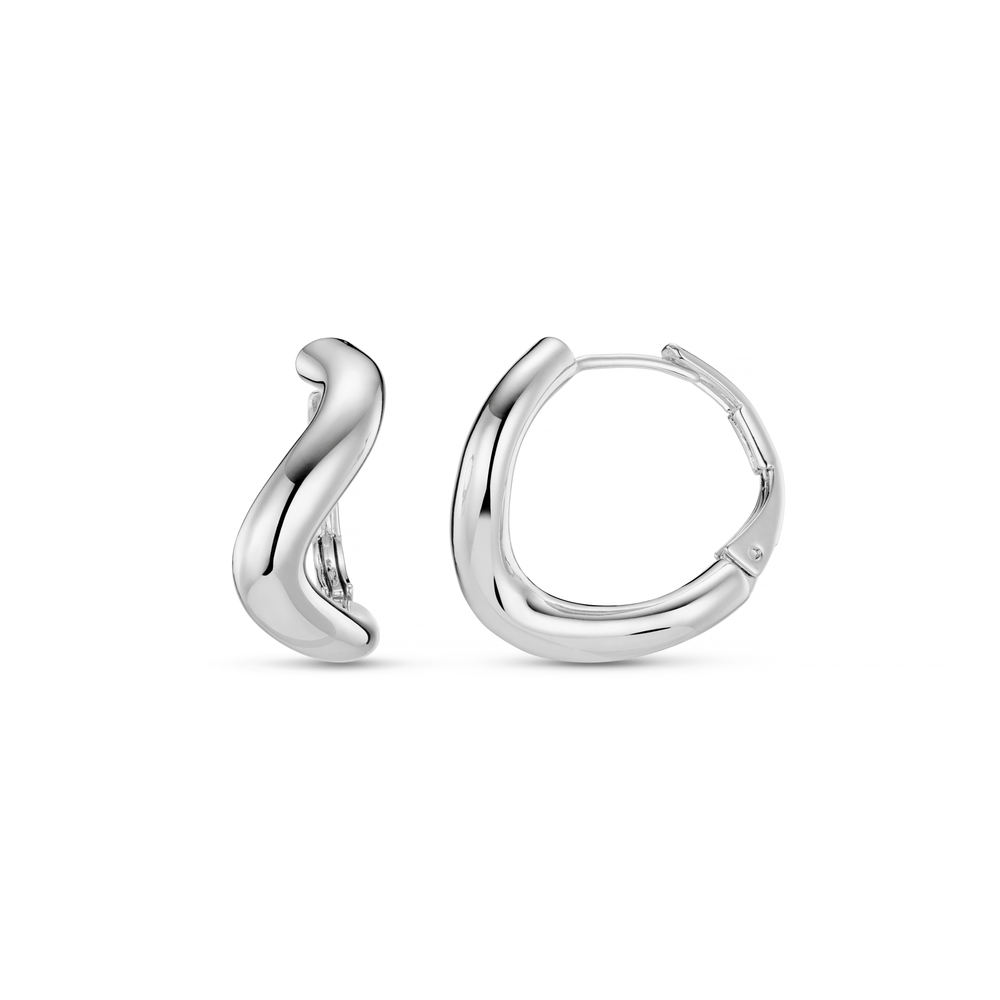 Huggie Hoop Earrings Round Wave Chunky Hoop Earrings - Silver Orelia Jewellery