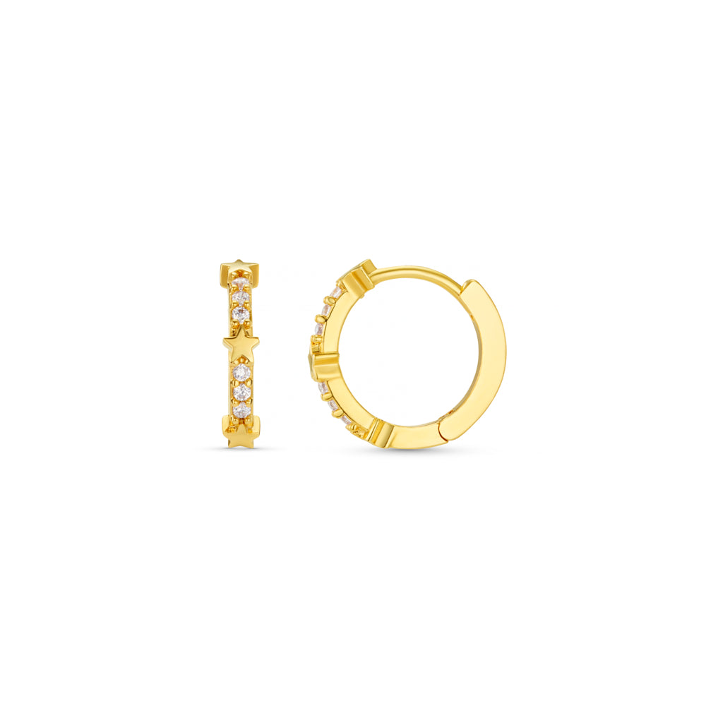 Huggie Hoop ONE Fine Pavé & Star Stationed Huggie Hoop Earrings Orelia Jewellery