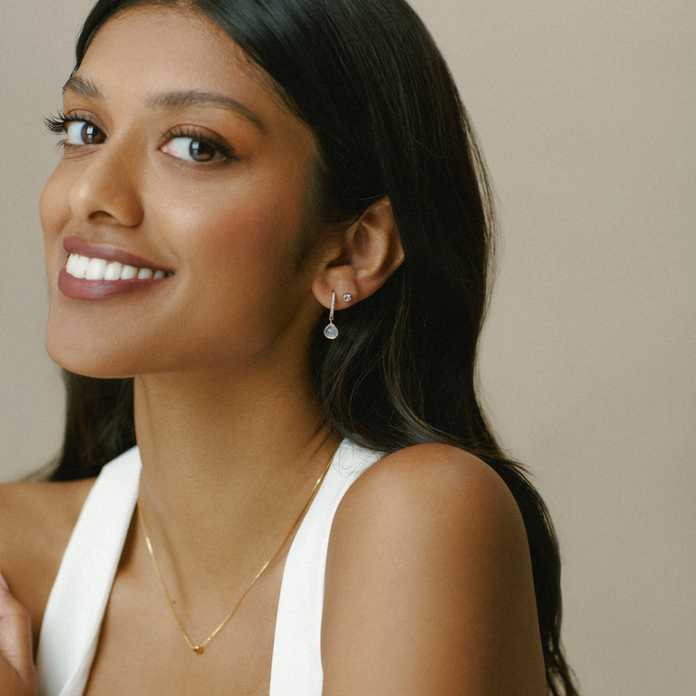 Huggie Hoop ONE LUXE Pavé & Moonstone Huggie Hoop Earrings Orelia Jewellery