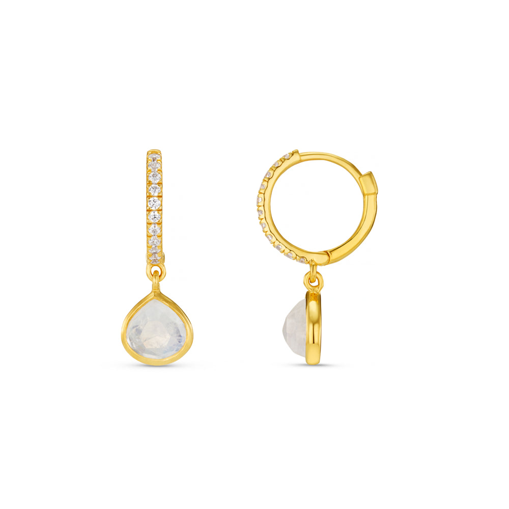 Huggie Hoop ONE LUXE Pavé & Moonstone Huggie Hoop Earrings Orelia Jewellery