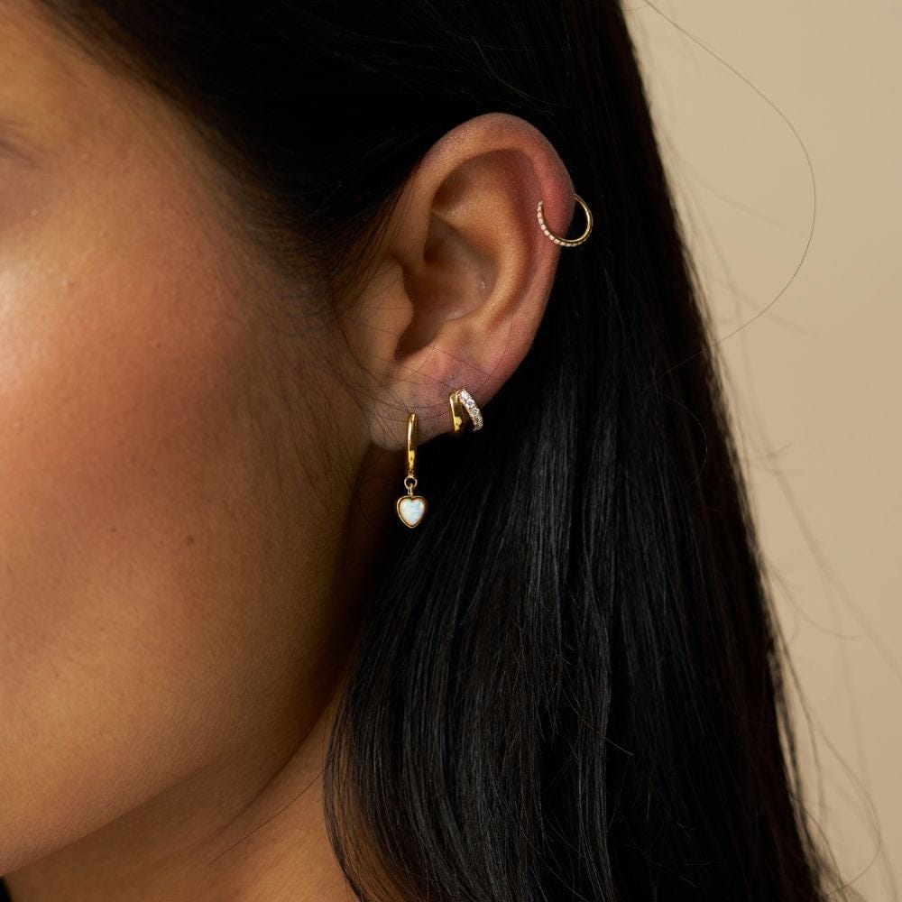 Huggie Hoop ONE Opal Heart Drop Huggie Hoop Earrings Orelia Jewellery