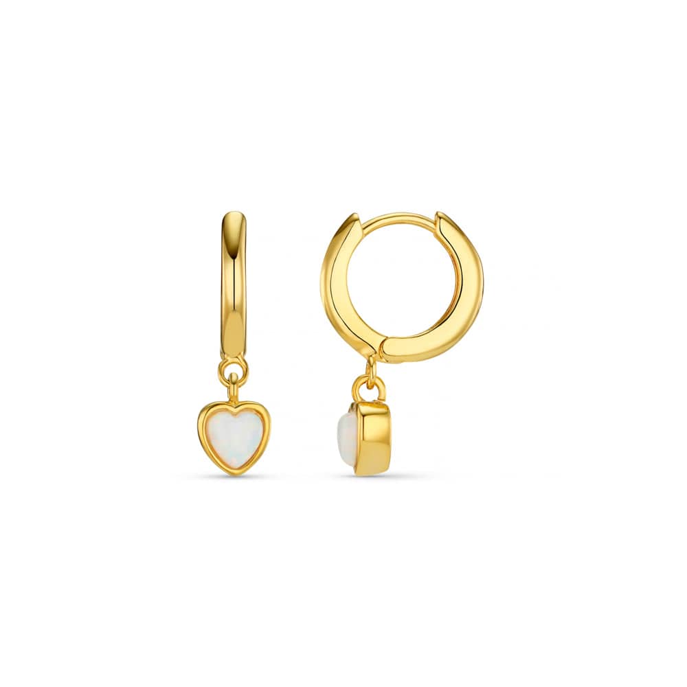 Huggie Hoop ONE Opal Heart Drop Huggie Hoop Earrings Orelia Jewellery