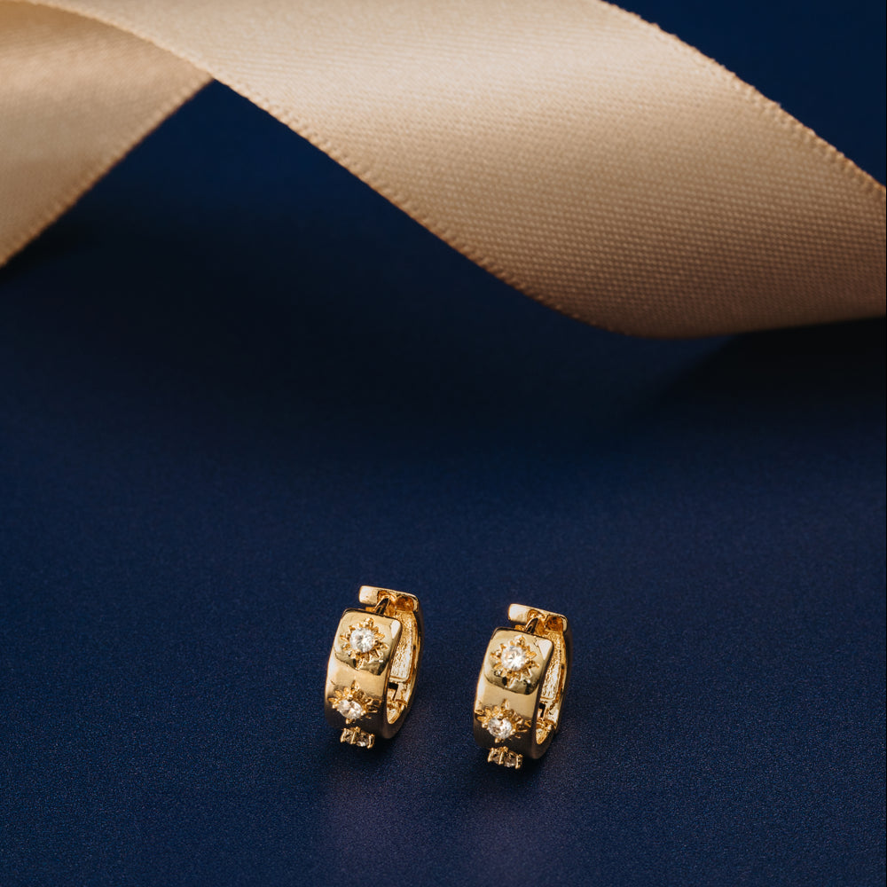 Huggie Hoop ONE Starburst Embellished Huggie Hoop Earrings Orelia Jewellery