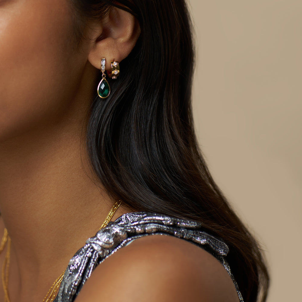 Huggie Hoop ONE Starburst Embellished Huggie Hoop Earrings Orelia Jewellery