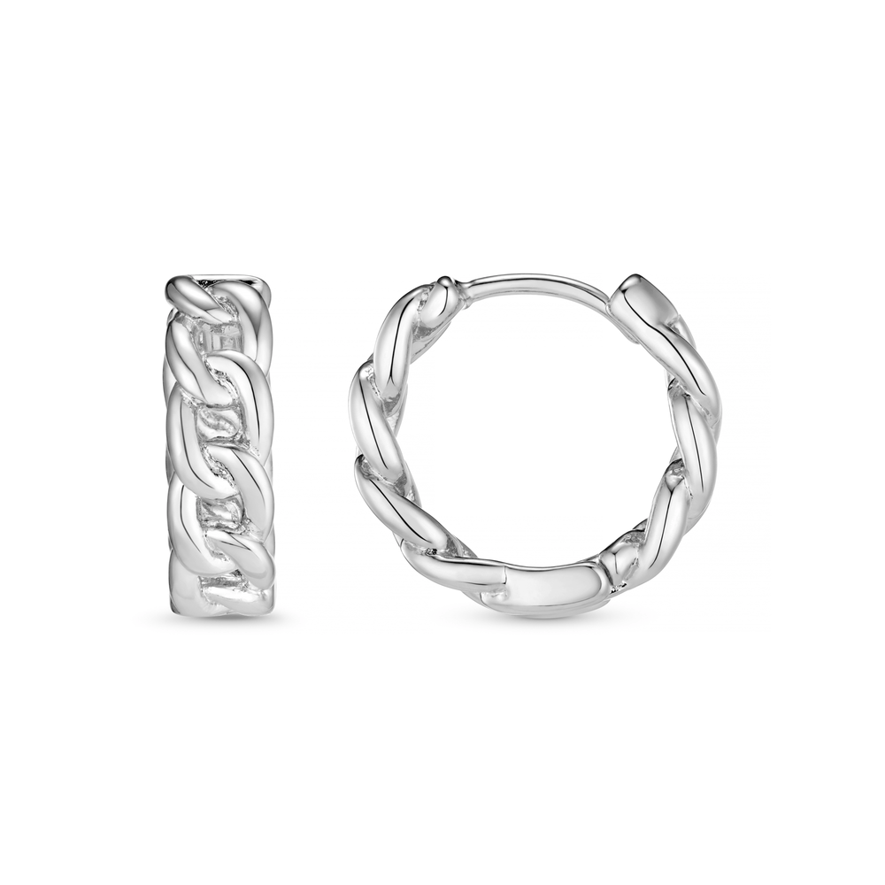 Huggie Hoops Chain Huggie Hoop Earrings - Silver Orelia Jewellery