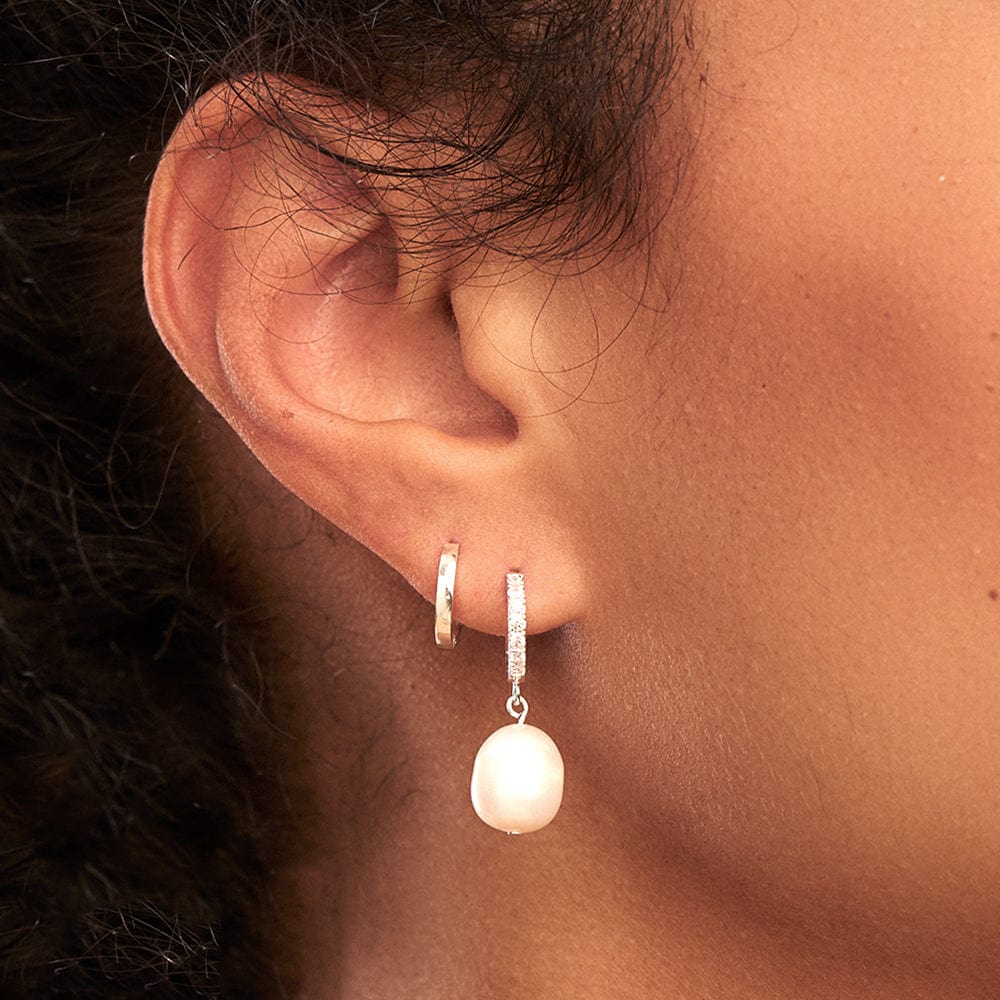 Huggie Hoops Clean Metal Huggie Hoop Earrings - Silver Orelia Jewellery