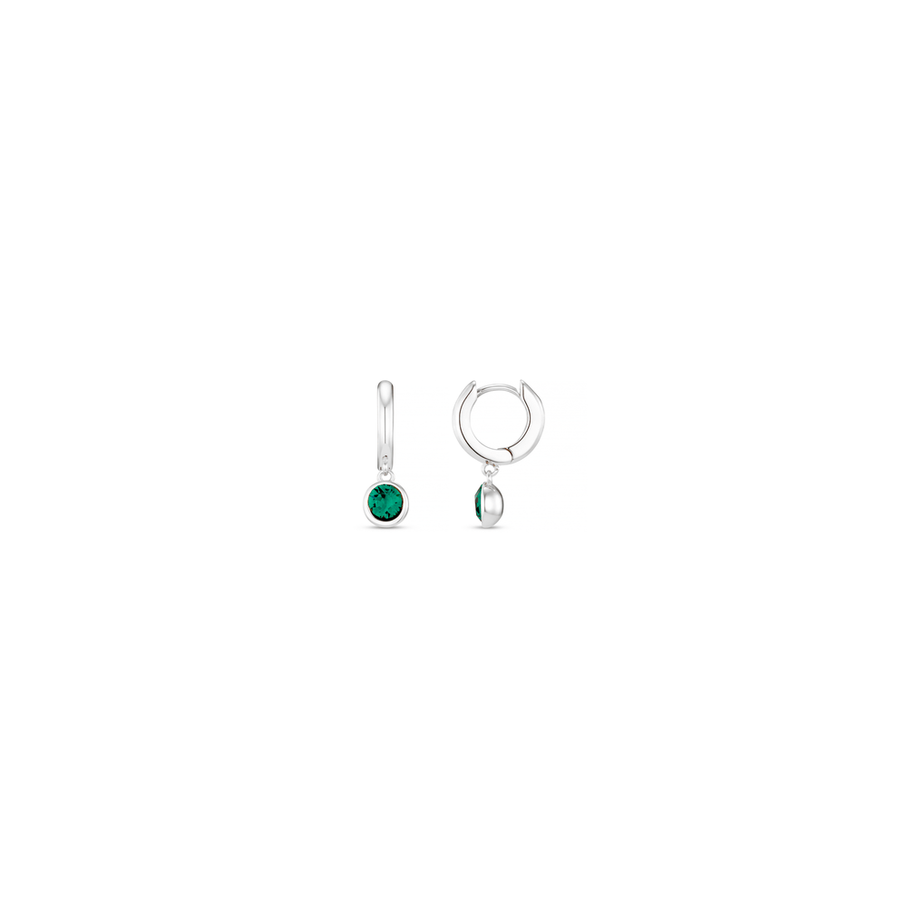 Huggie Hoops Emerald Drop Huggie Hoop Earrings Made With Swarovski® Crystals - Silver Orelia Jewellery