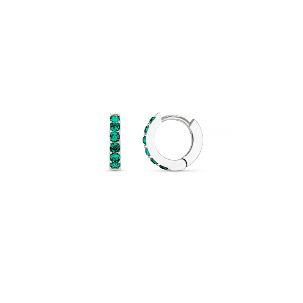 Huggie Hoops Emerald Huggie Hoop Earrings Made With Swarovski® Crystals - Silver Orelia Jewellery
