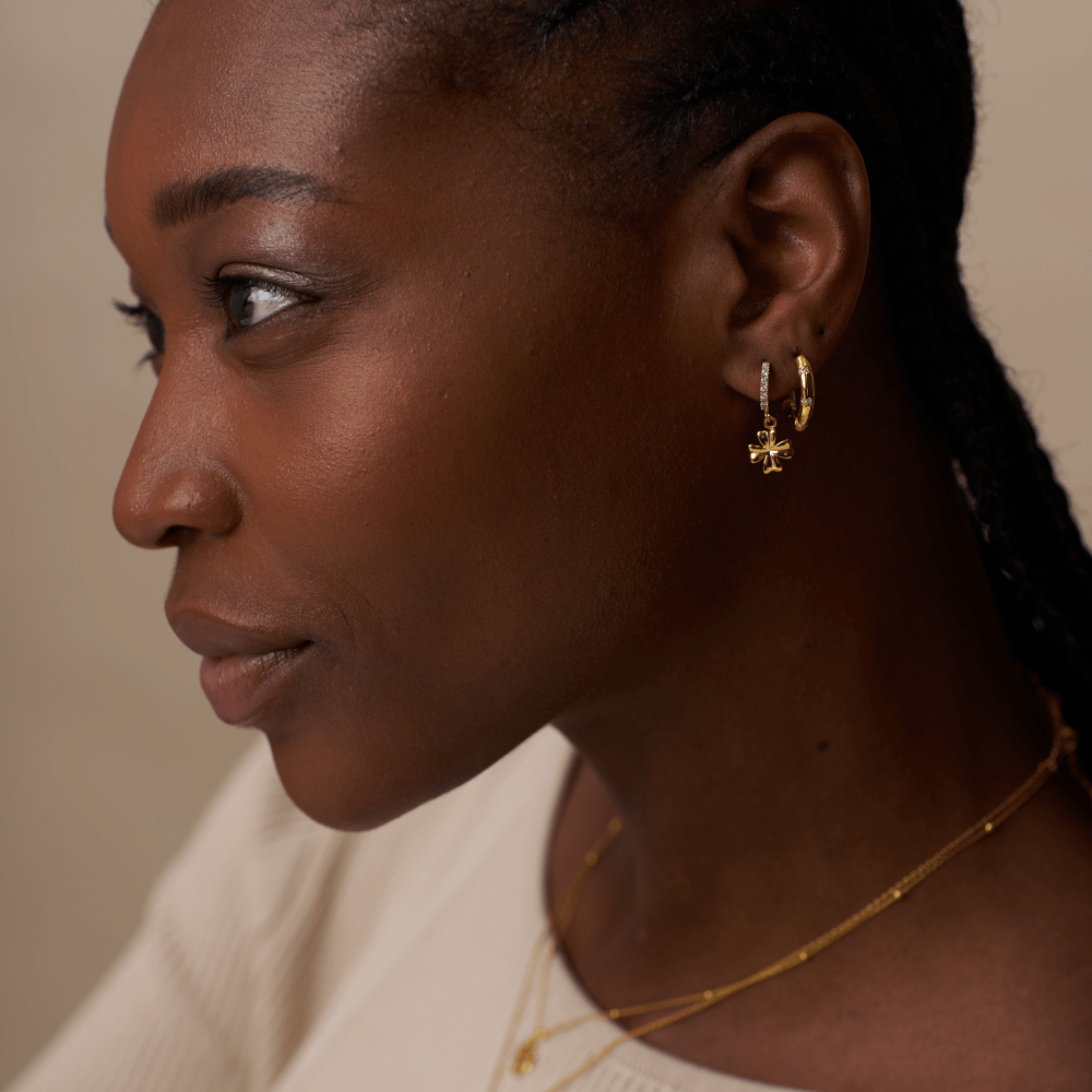 Huggie Hoops Lucky Clover Charm Pave Hoop Earrings Orelia Jewellery