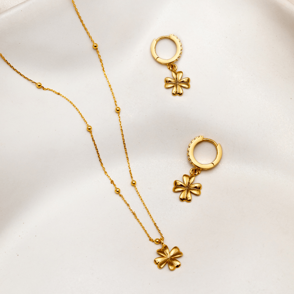 Huggie Hoops Lucky Clover Charm Pave Hoop Earrings Orelia Jewellery
