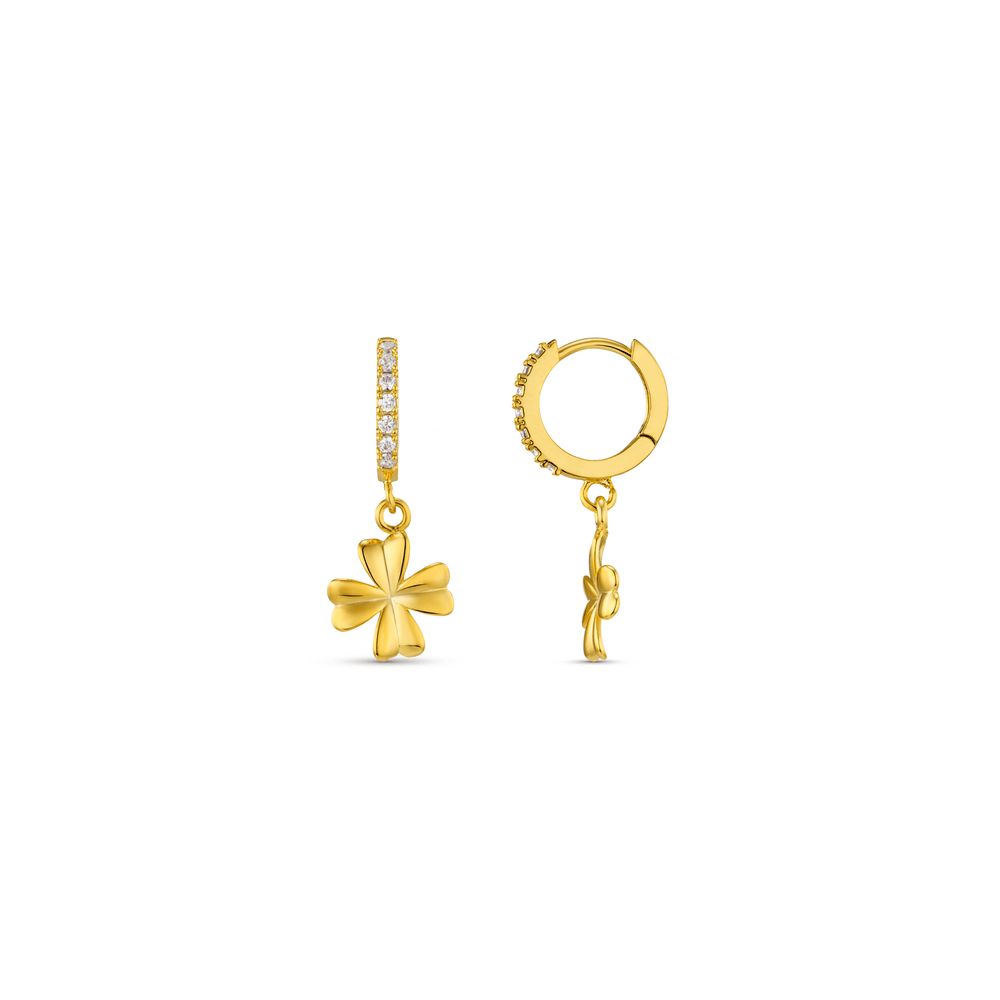 Huggie Hoops Lucky Clover Charm Pave Hoop Earrings Orelia Jewellery