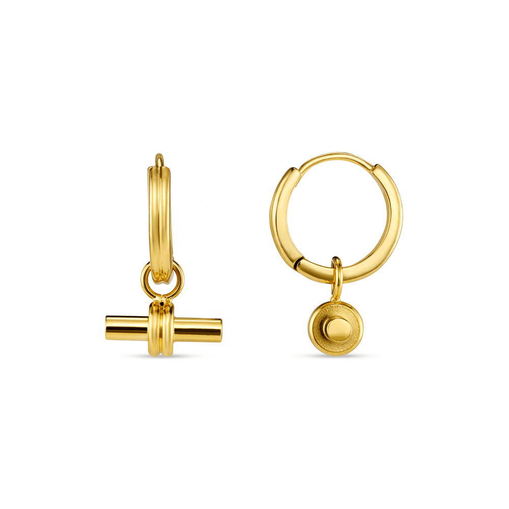 Huggie Hoops LUXE Linear T-Bar Drop Hoop Earrings - Gold Orelia Jewellery