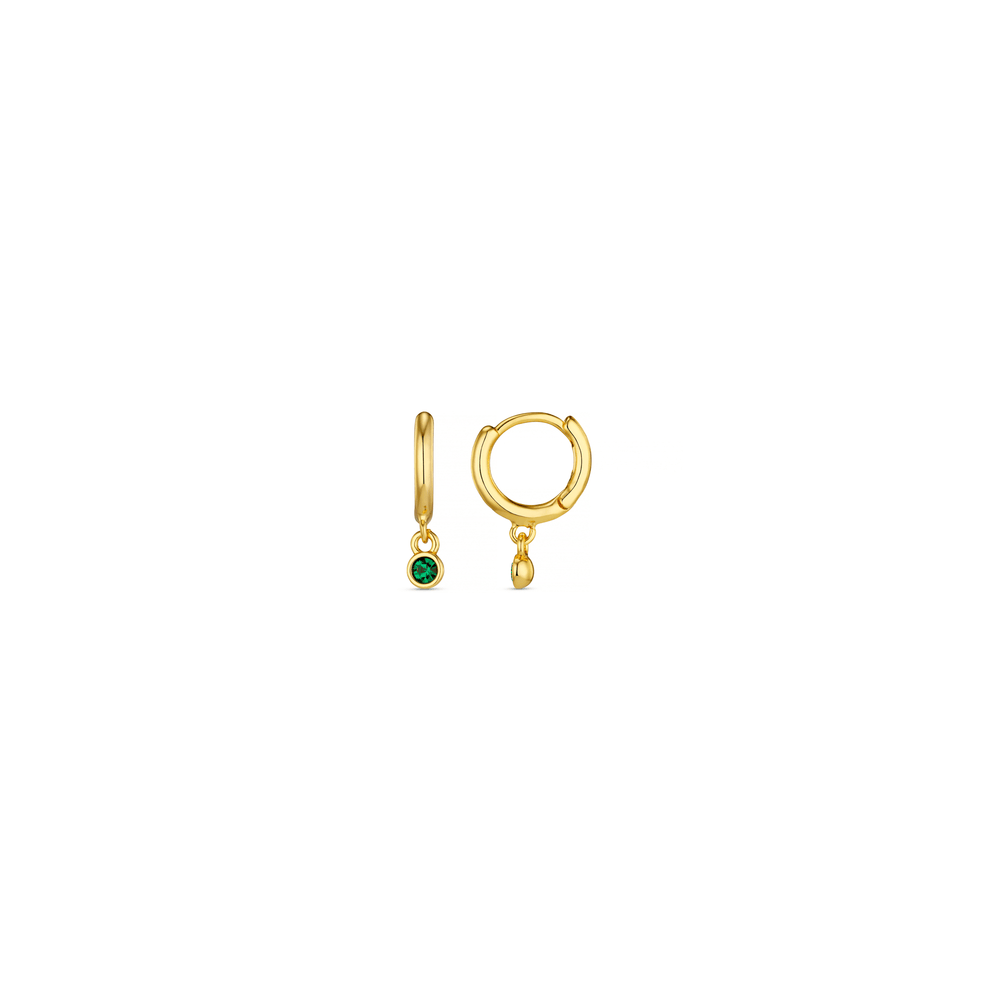 Huggie Hoops Mini Emerald Drop Micro Hoop Earrings Made With Swarovski® Crystals Orelia Jewellery