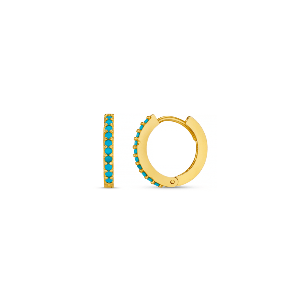 Huggie Hoops Mini Turquoise Pavé Huggie Hoop Earrings - Gold Orelia Jewellery