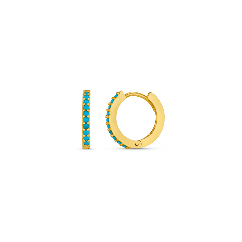 Huggie Hoops Mini Turquoise Pavé Huggie Hoop Earrings - Gold Orelia Jewellery