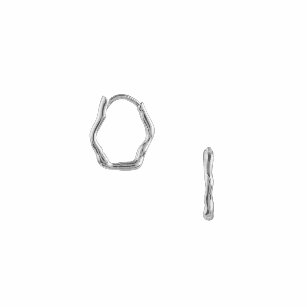 Huggie Hoops Organic Wave Huggie Hoop Earrings - Silver Orelia Jewellery