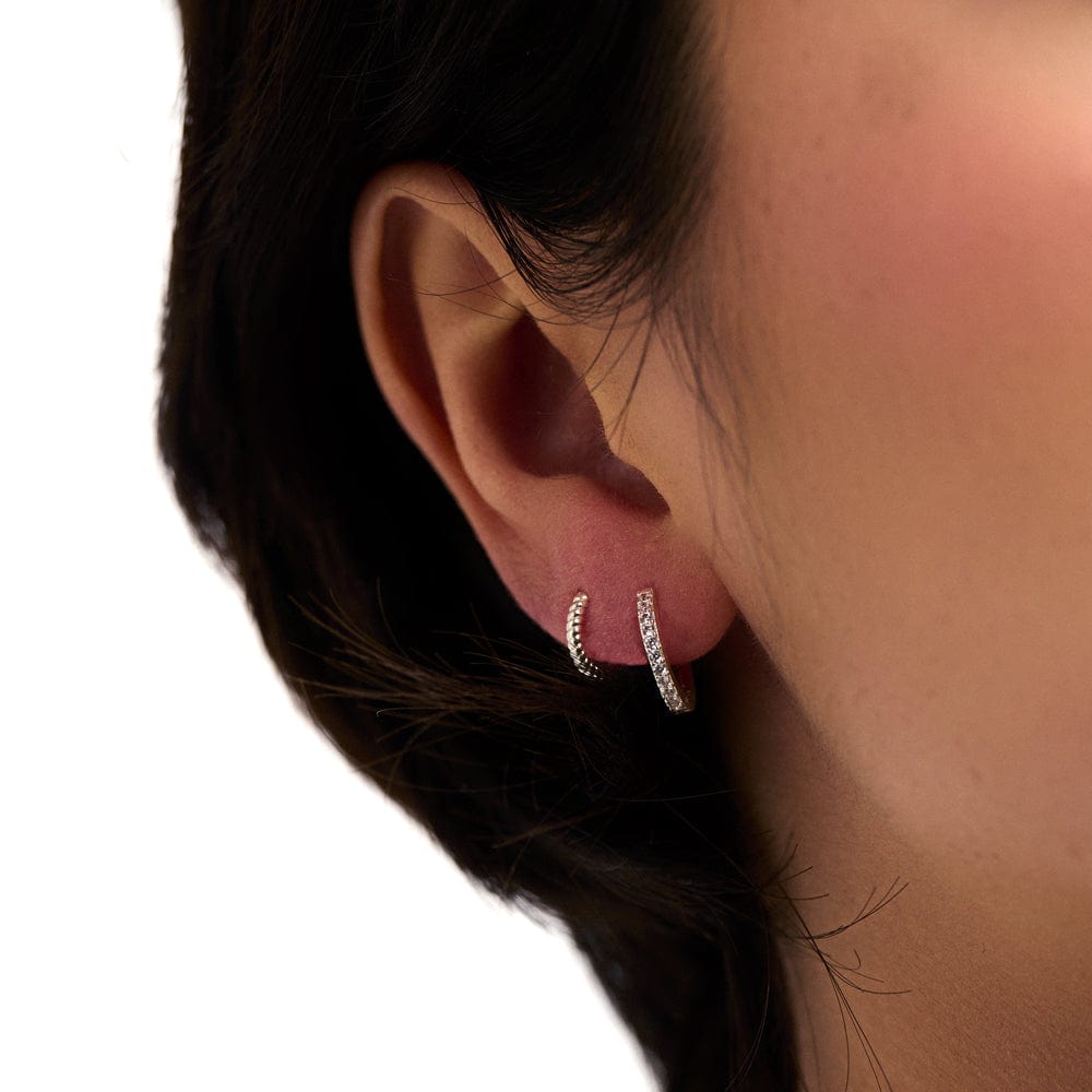 Huggie Hoops Pavé Huggie Hoop Earrings - Silver Orelia Jewellery
