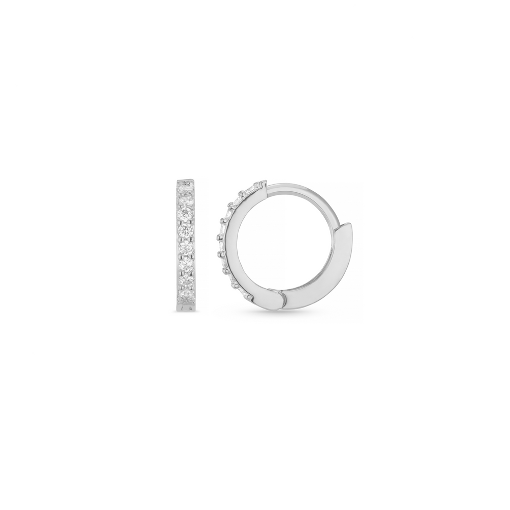 Huggie Hoops Pavé Huggie Hoop Earrings - Silver Orelia Jewellery