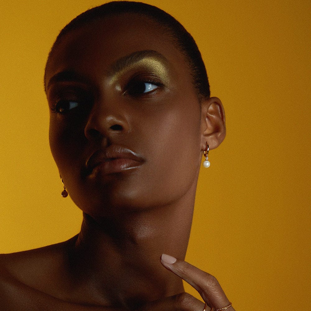 Huggie Hoops Pearl Drop Huggie Hoop Earrings - Gold Orelia Jewellery