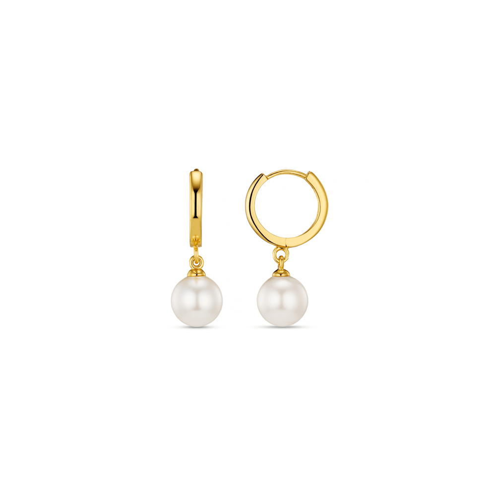 Huggie Hoops Pearl Drop Huggie Hoop Earrings - Gold Orelia Jewellery