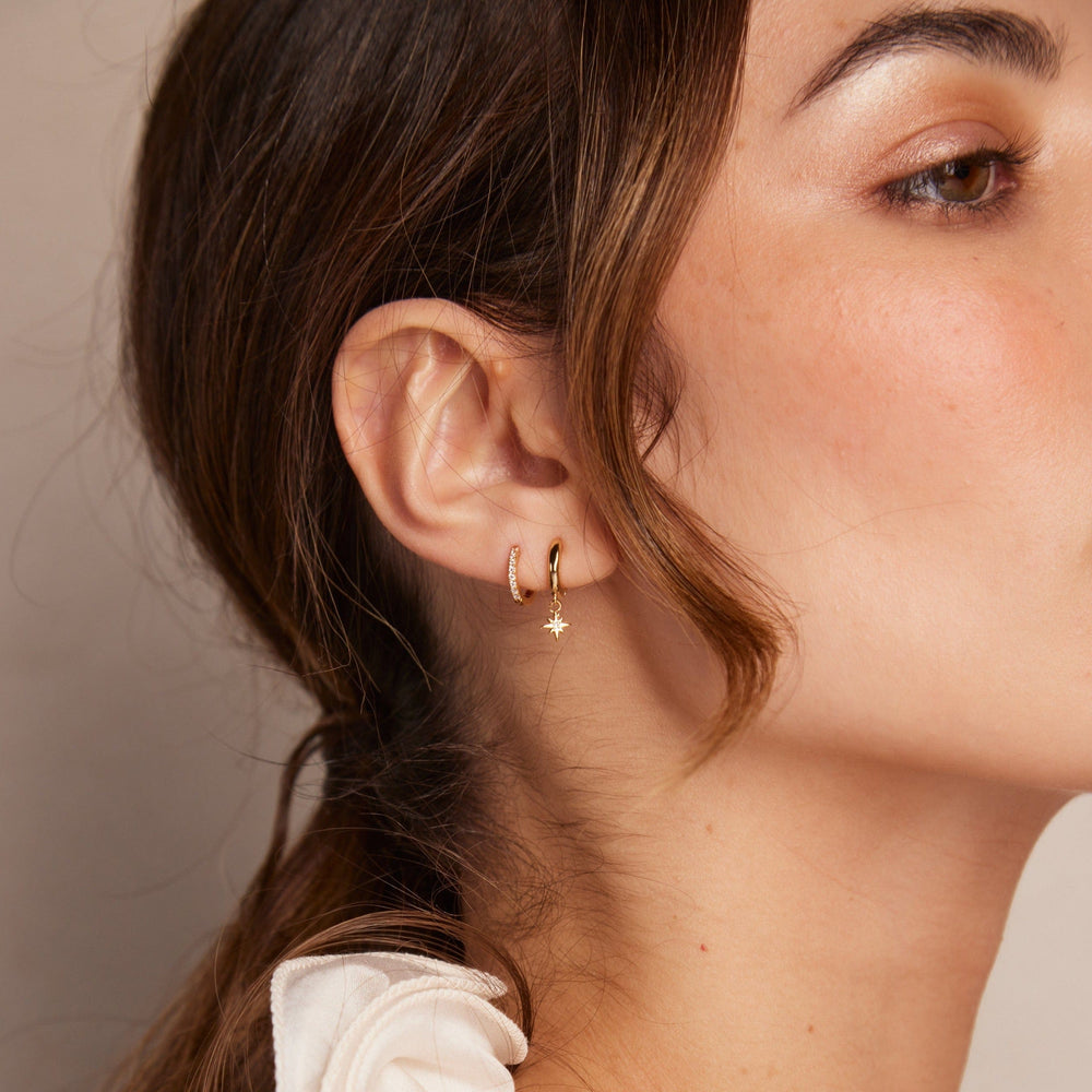 Huggie Hoops Starburst Pavé Micro Huggie Hoop Earrings - Gold Orelia Jewellery