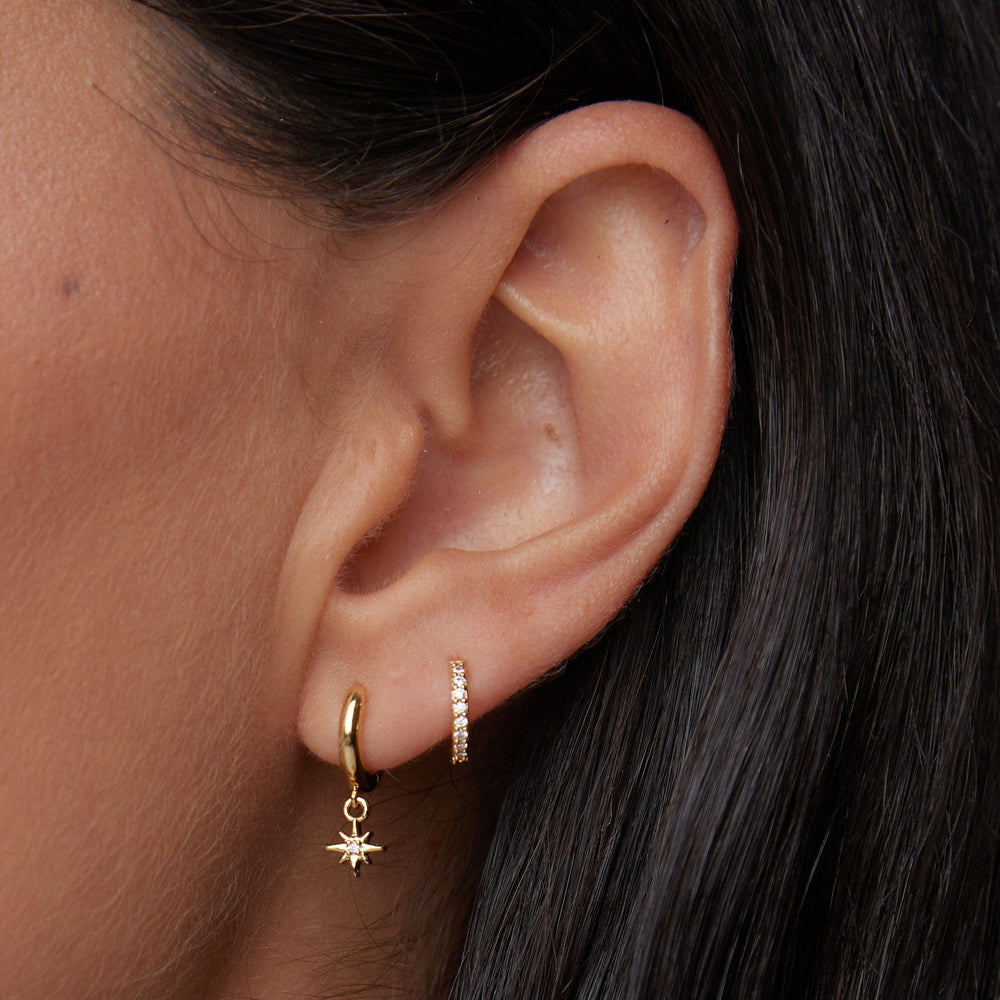 Huggie Hoops Starburst Pavé Micro Huggie Hoop Earrings - Gold Orelia Jewellery