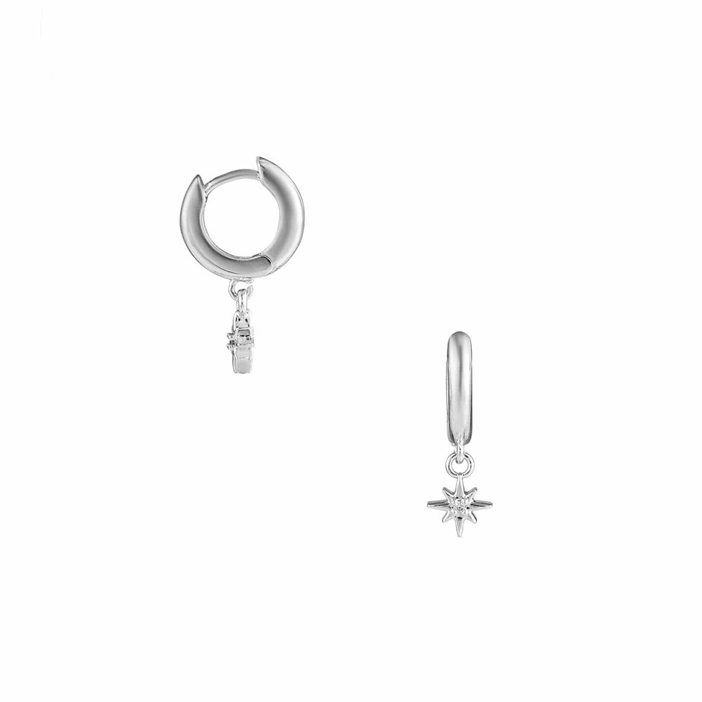 Huggie Hoops Starburst Pavé Micro Huggie Hoop Earrings - Silver Orelia Jewellery