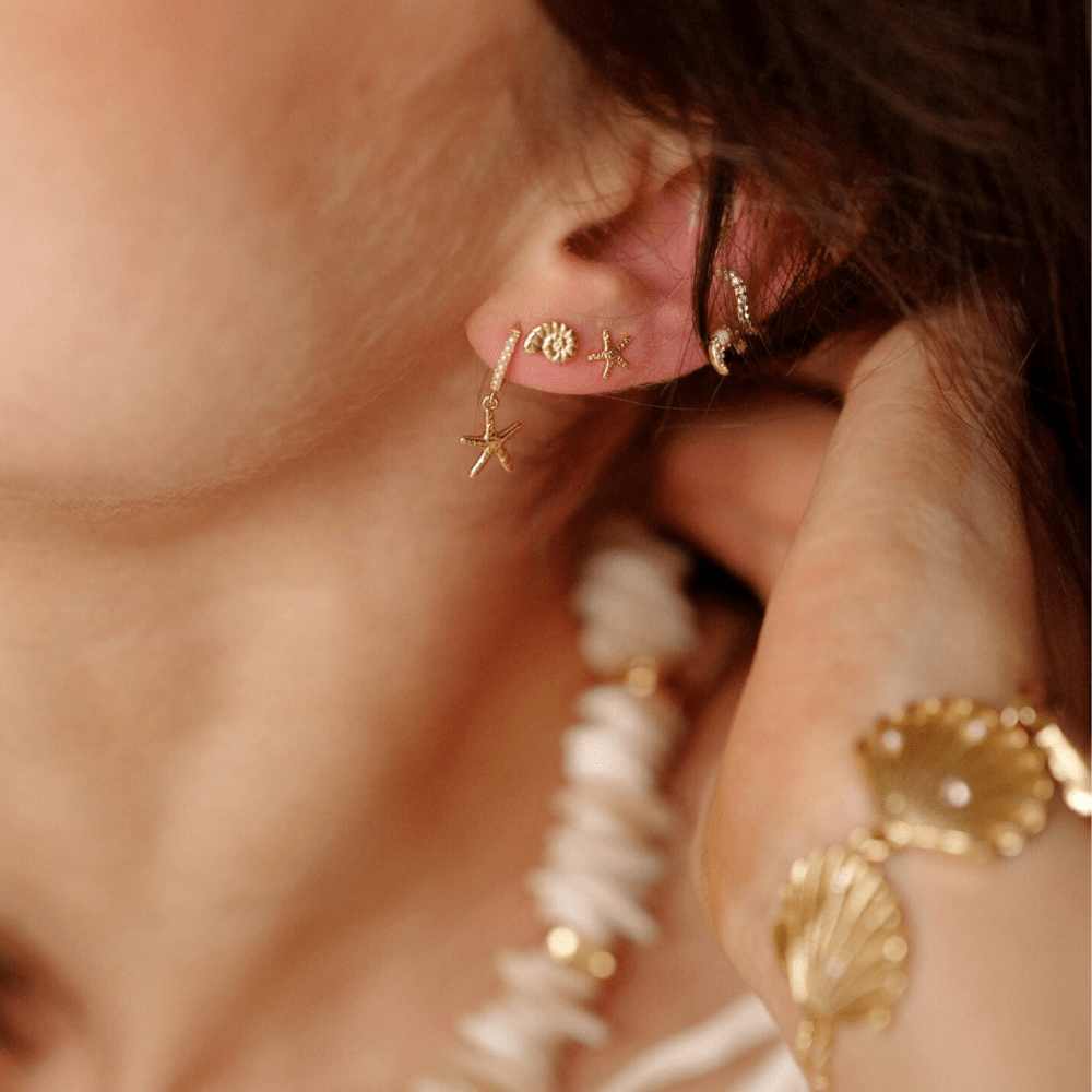 Huggie Hoops Starfish & Pearl Micro Hoop Earrings Orelia Jewellery