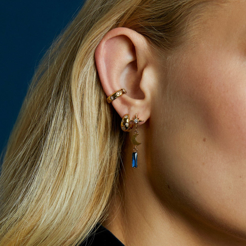 Huggie Hoops Tapered Crystal Starburst Huggie Hoop Earrings - Gold Orelia Jewellery