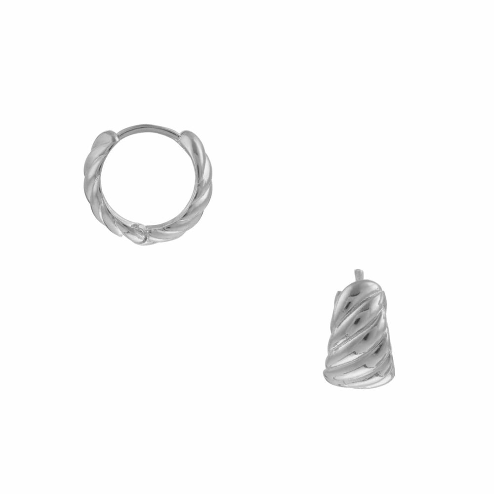 Huggie Hoops Twist Chubby Huggie Hoop Earrings - Silver Orelia Jewellery