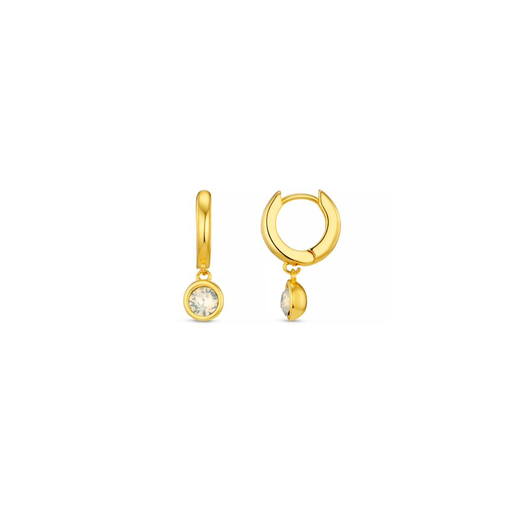 Huggie Hoops White Opal Drop Huggie Hoop Earrings Made With Swarovski® Crystals - Gold Orelia Jewellery
