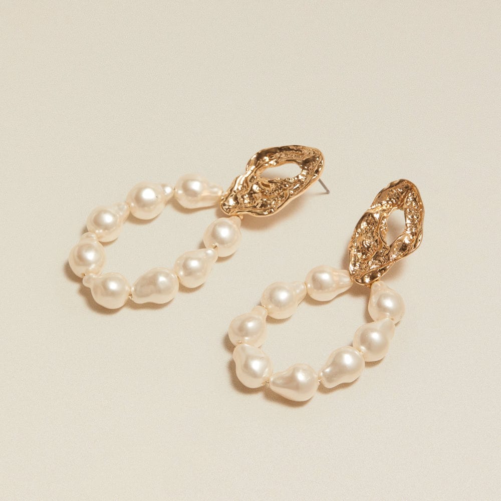 Large Hoop Default Vintage Open Pearl Drop Earrings Orelia Jewellery
