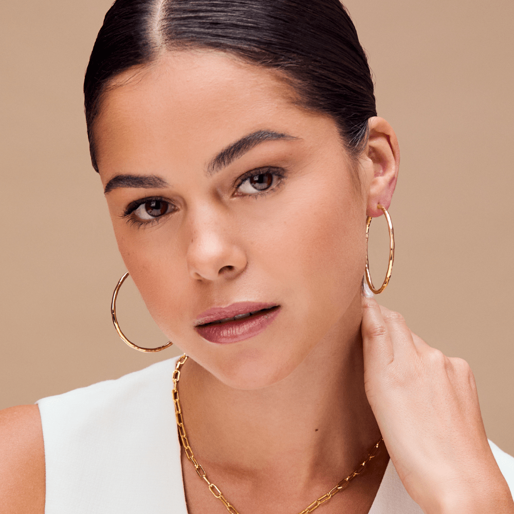 Large Hoop Polished Molten Large Hoop Earrings Orelia Jewellery