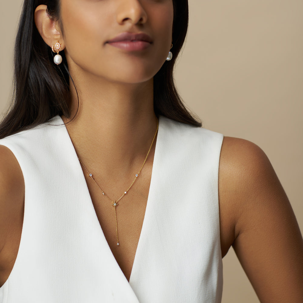 Lariat Necklace ONE Crystal & Starburst Fine Lariat Necklace Orelia Jewellery