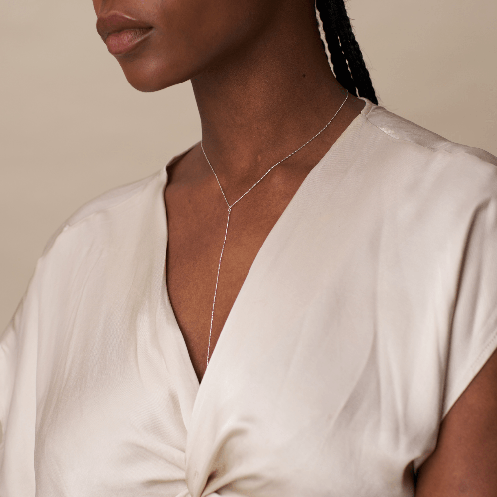 Lariat Necklace Super Fine Lariat Necklace - Silver Orelia Jewellery