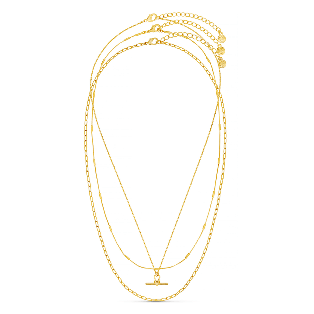 Layered Necklaces Dainty T-Bar 3-Row Necklace Orelia Jewellery