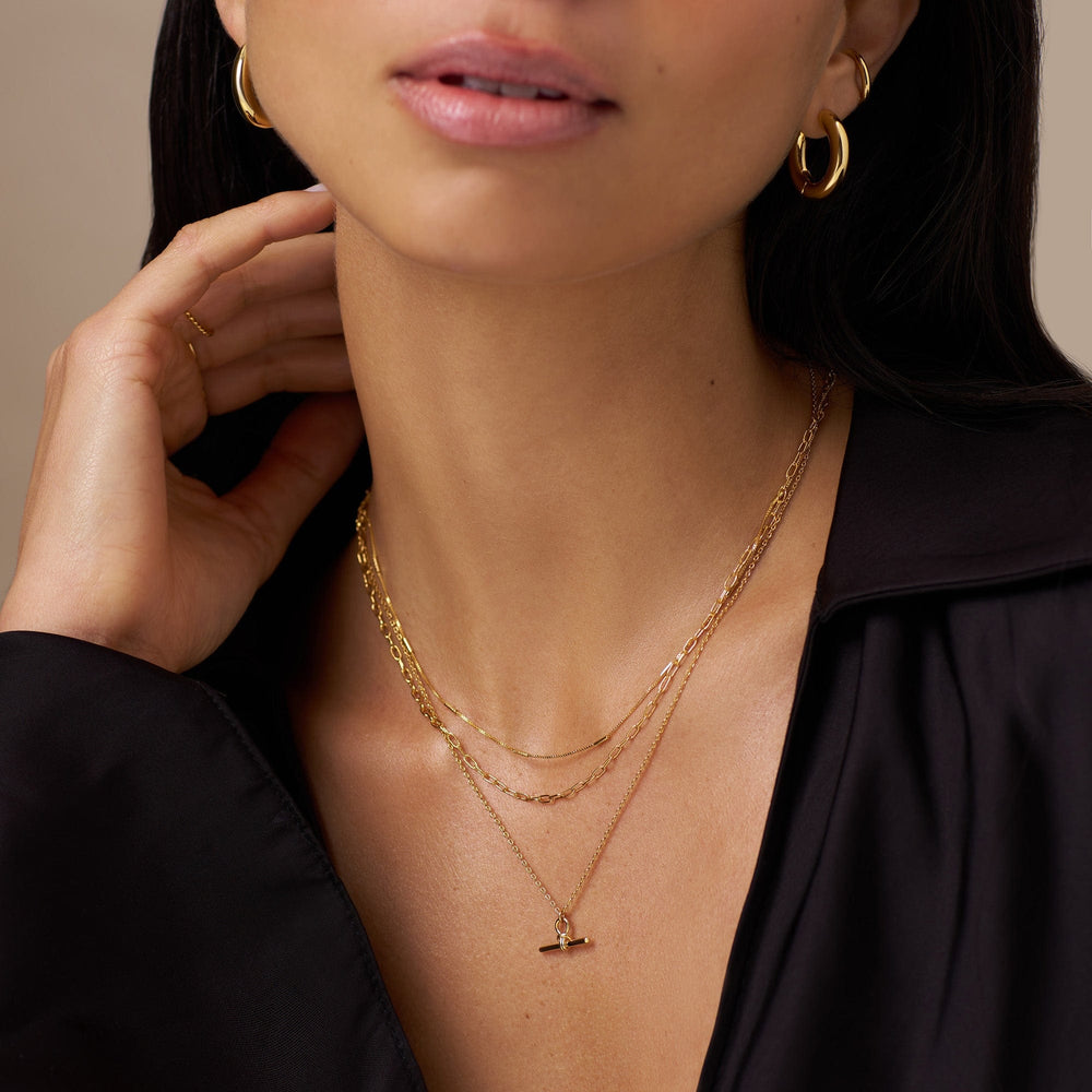 Layered Necklaces Dainty T-Bar 3-Row Necklace Orelia Jewellery